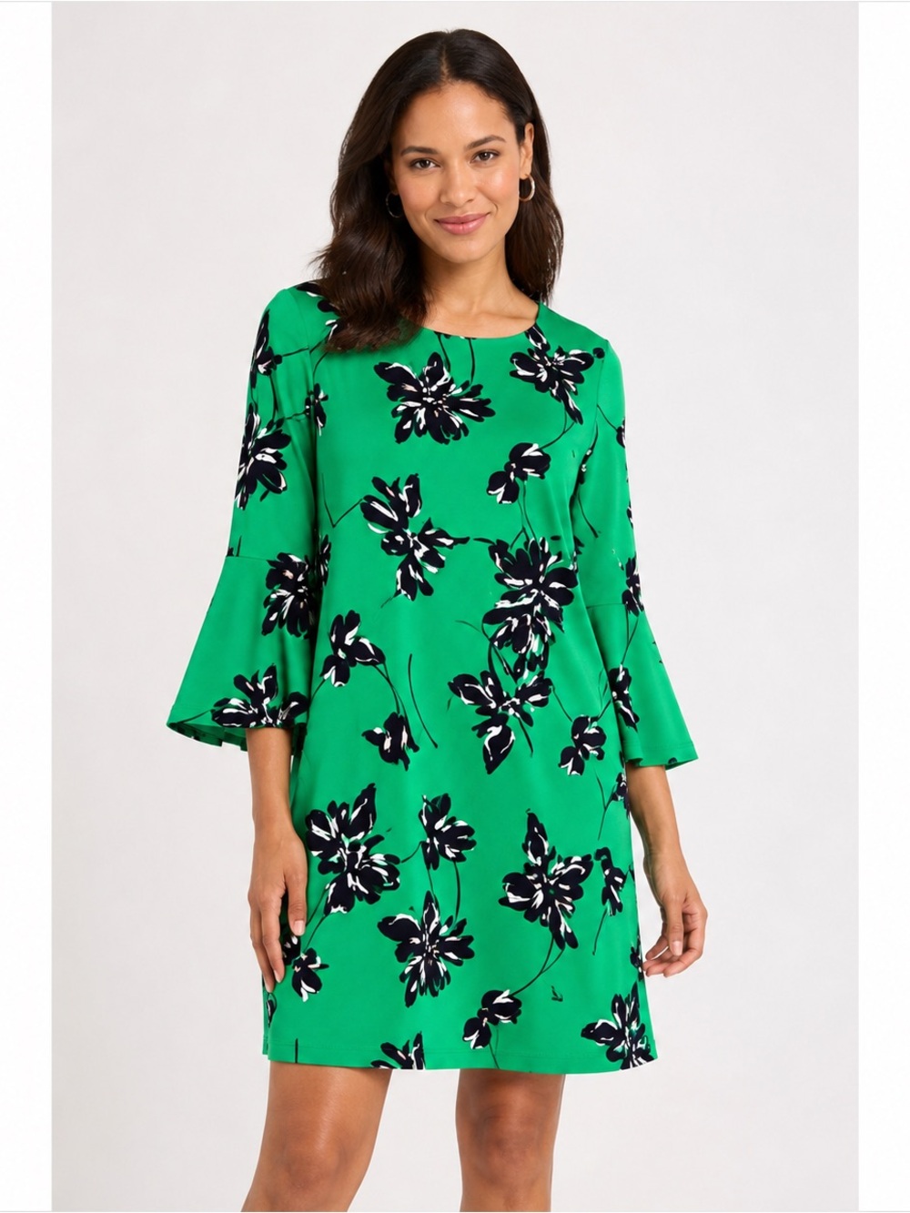 Tommy Hilfiger Green Floral Bell Sleeve Shift Dress Size S